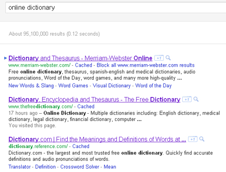 dictionary meaning of websites